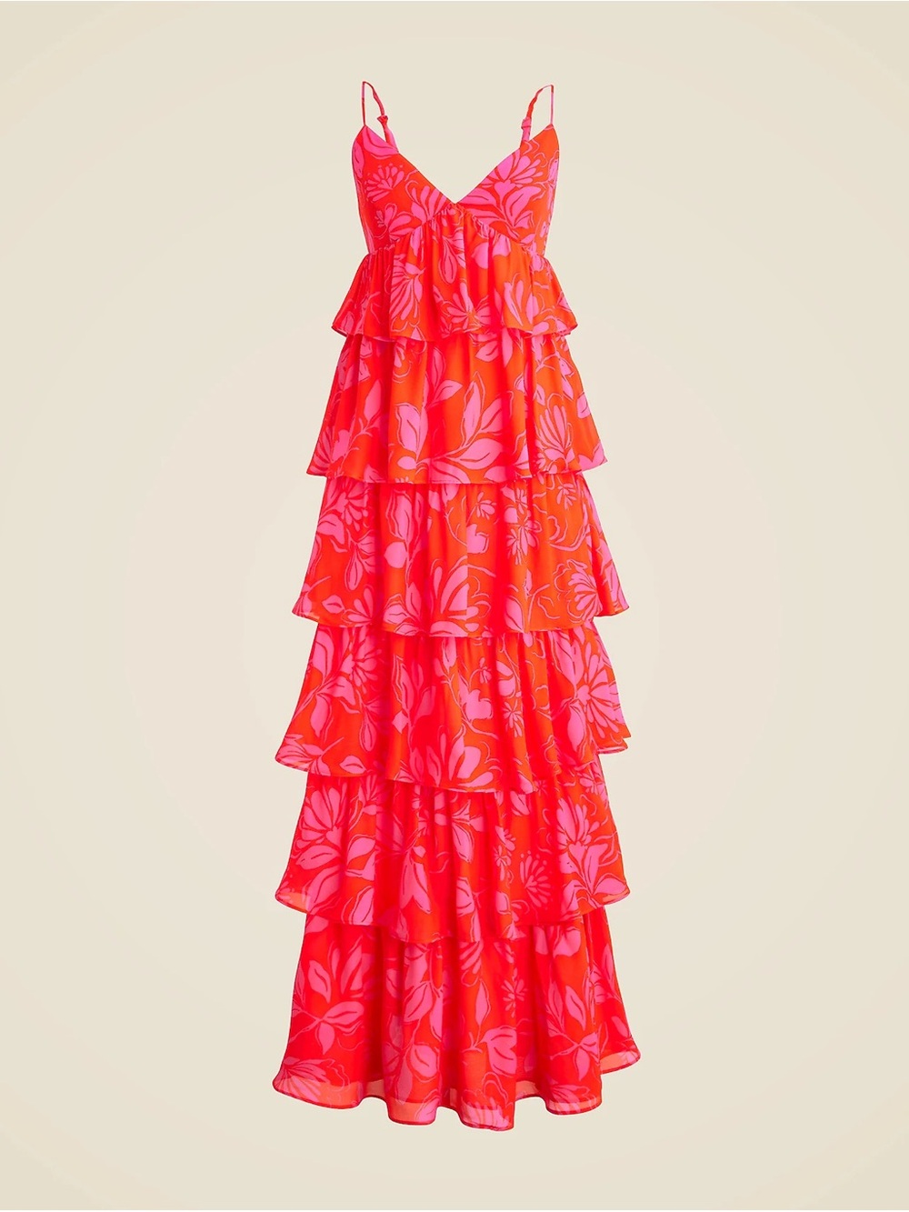J. Crew Collection Women’s Ruffle Tier Chiffon Floral Maxi Dress